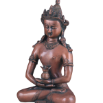 Pure Brass Meditating Buddha Statue - Antique Copper Finish, 13" Height